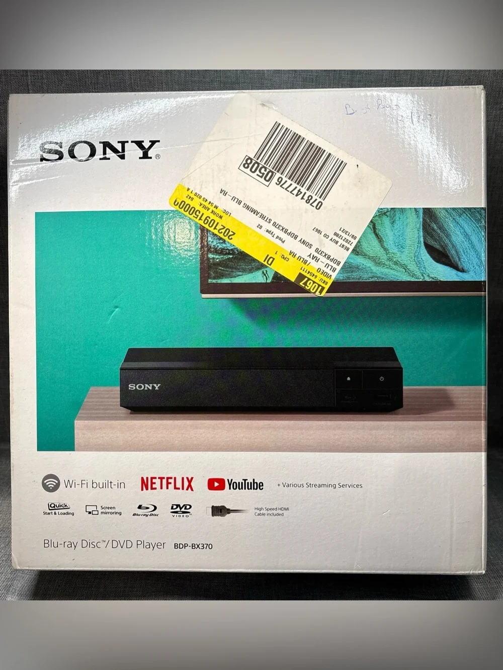 BDP-BX370  Blu-Ray Disc/DVD Player Wi-Fi Built-in HDMI Cable NEW/SEALED